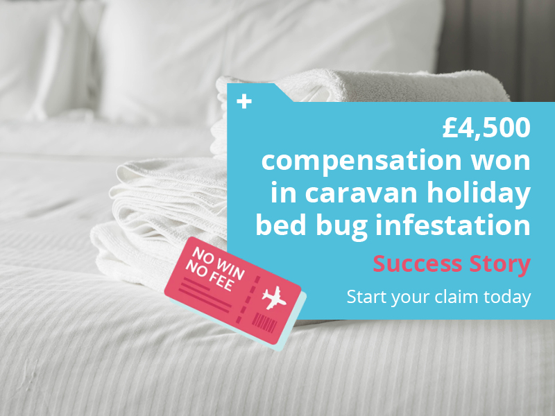 An image of a call to action for anyone who has been affected through bed bugs on holiday to get in touch with Holiday Claims Bureau